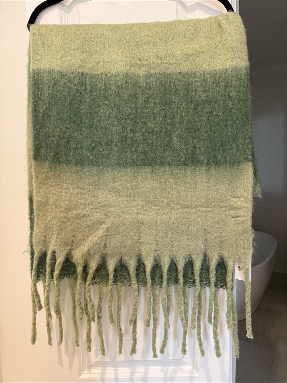 Green Ombre Fringe Throw Blanket - Unbranded